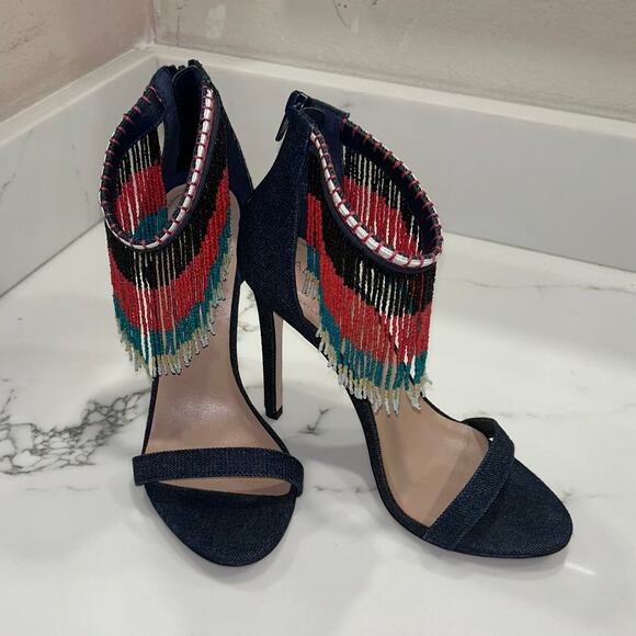 Aldo Shoes - Aldo Denim Heel With Beaded Detail Women's Size 7.5